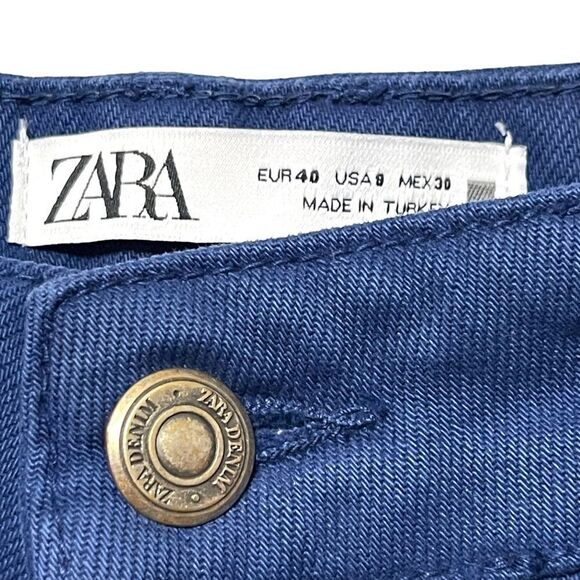 ZARA Women’s True Blue Super High Rise Rigid Straight Fit Jeans 8 - Picture 3 of 7